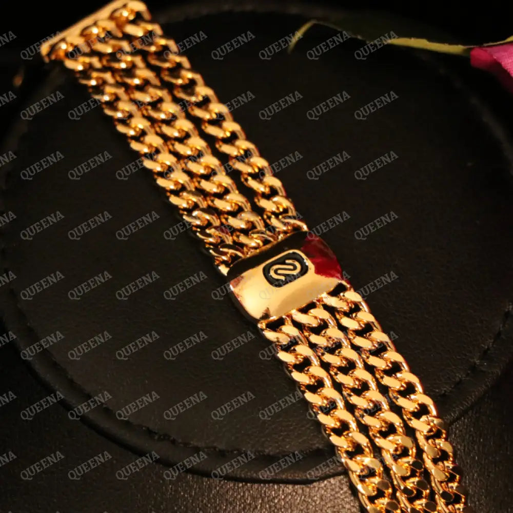 New Trendy 18K Gold Plated MONACO Golden Three Chains Bracelet Bracelet