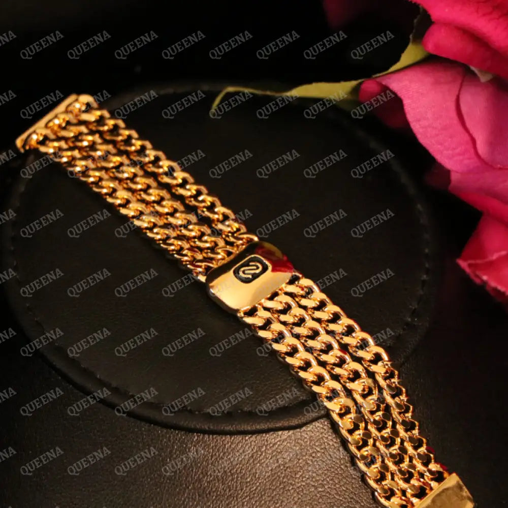 New Trendy 18K Gold Plated MONACO Golden Three Chains Bracelet Bracelet