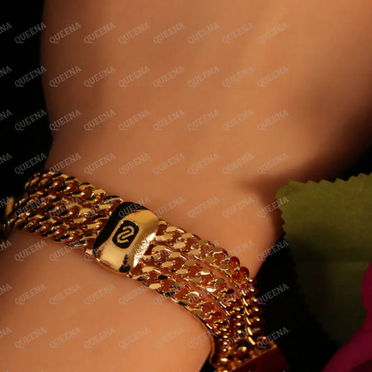 New Trendy 18K Gold Plated MONACO Golden Three Chains Bracelet Bracelet