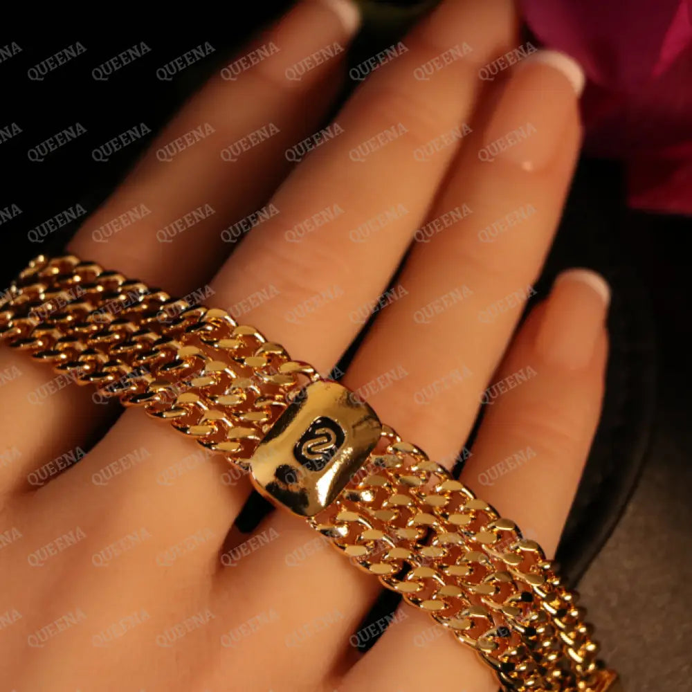 New Trendy 18K Gold Plated MONACO Golden Three Chains Bracelet Bracelet