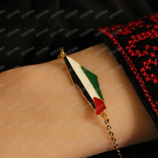 Palestine Country Map Bracelet in colors of Palestinian Flag Bracelet