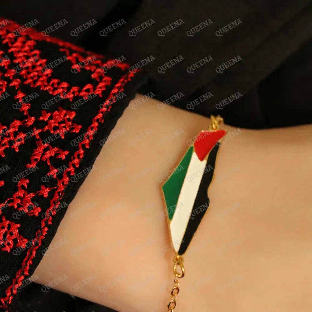 Palestine Country Map Bracelet in colors of Palestinian Flag Bracelet