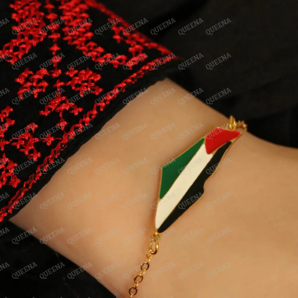 Palestine Country Map Bracelet in colors of Palestinian Flag Bracelet