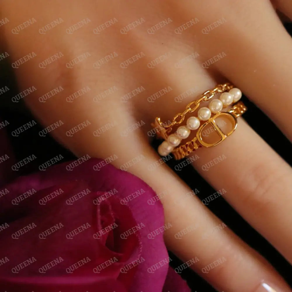 Pearls CD Trendy Ring / Adjustable Ring (Free Size) Rings