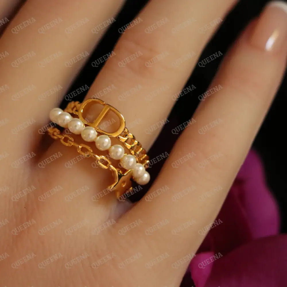 Pearls CD Trendy Ring / Adjustable Ring (Free Size) Rings