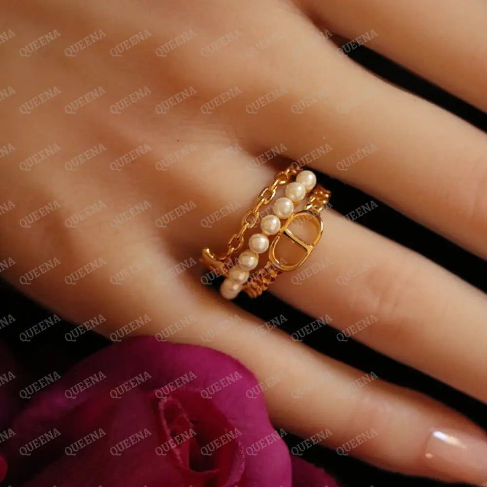 Pearls CD Trendy Ring / Adjustable Ring (Free Size) Rings