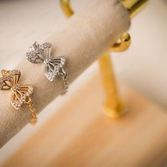 Pretty Butterfly Charm Zircon Delicate Chain Ring Rings