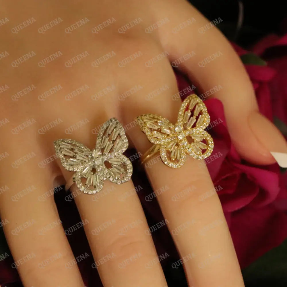 Royal Crystal Butterfly Ring Studded with Full Crystals and Zircon - Adjustable (Free Size) Rings