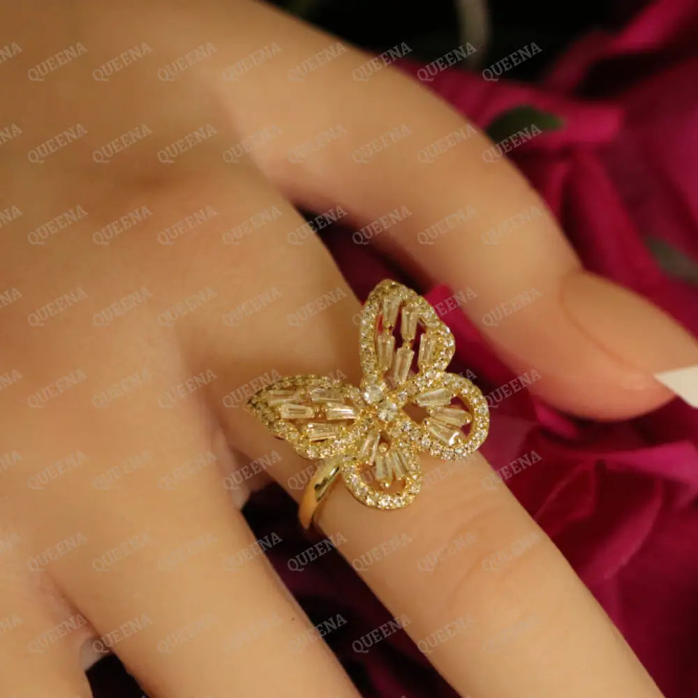 Royal Crystal Butterfly Ring Studded with Full Crystals and Zircon - Adjustable (Free Size) Rings