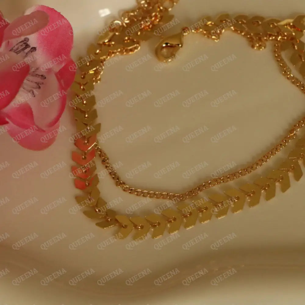 Shiny Double Layers Golden Arrows Anklet Anklet