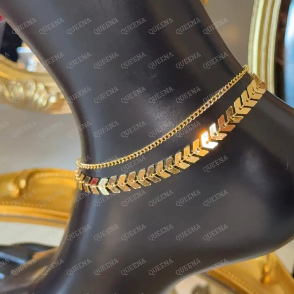 Shiny Double Layers Golden Arrows Anklet Anklet