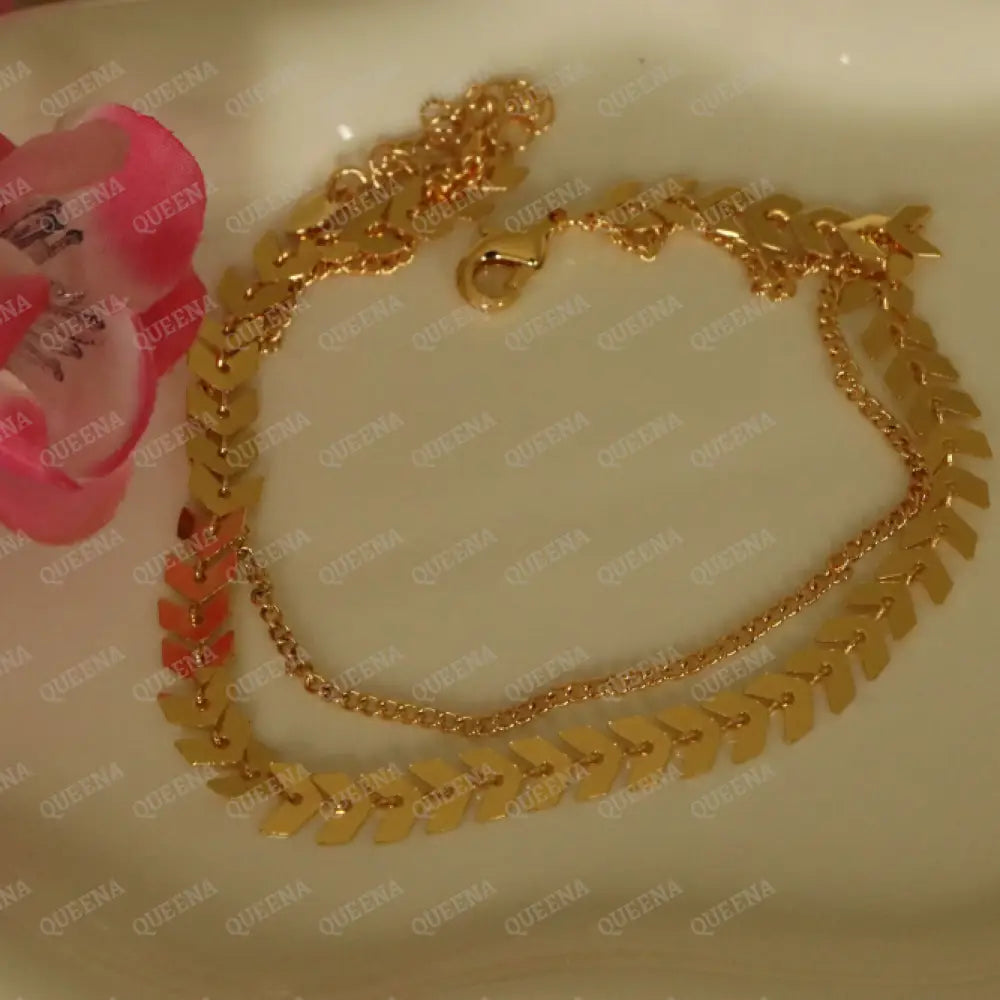 Shiny Double Layers Golden Arrows Anklet Anklet