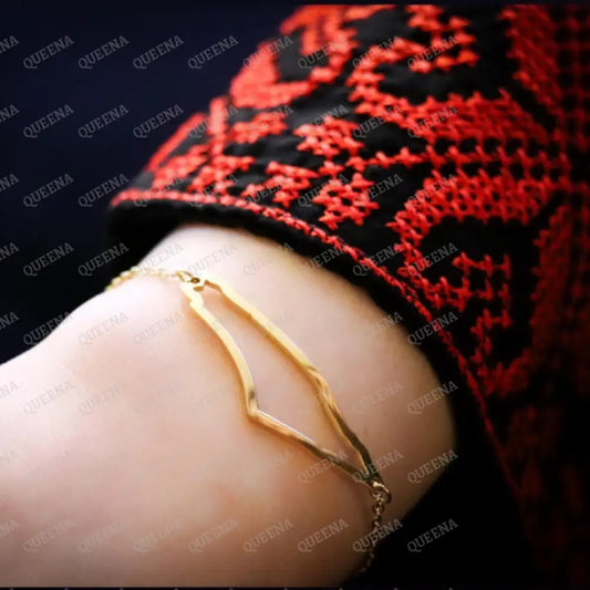 Shiny Gold Simple Design Palestine Country Map Bracelet