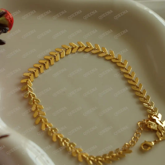 Shiny Golden Plain Arrows Anklet