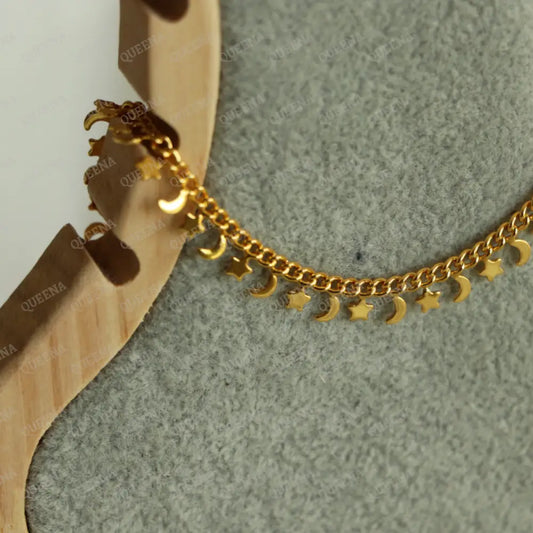 Shiny Stars & Moons Golden Anklet