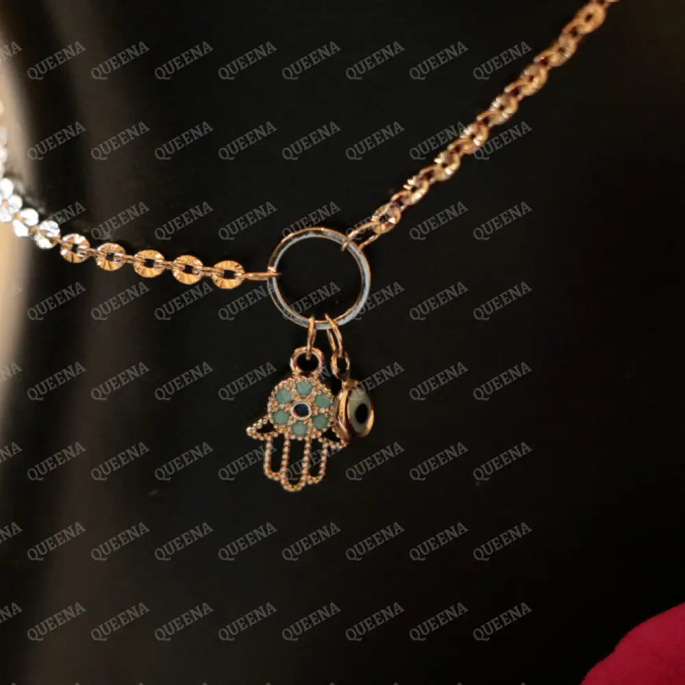 Silver Hamsa Hand Charm Anklet Anklet