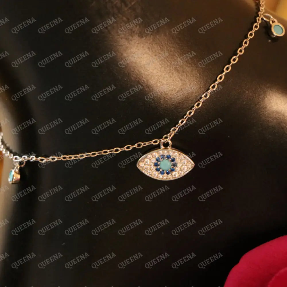 Silver Sparkle Evil Eye Anklet Anklet