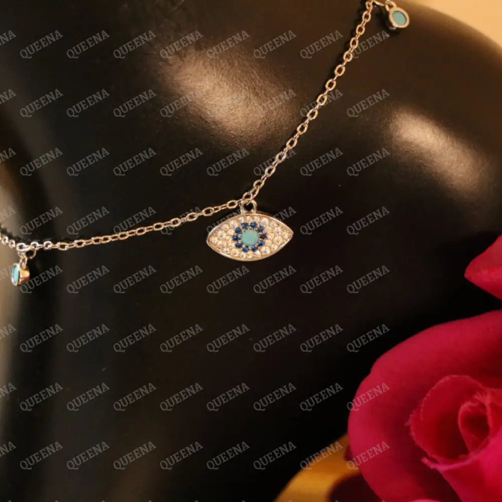 Silver Sparkle Evil Eye Anklet Anklet