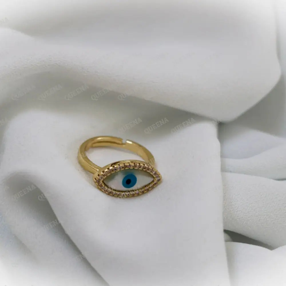 Simple Blue Lucky Evil Eye Zirconia Ring - Adjustable Free Size Rings