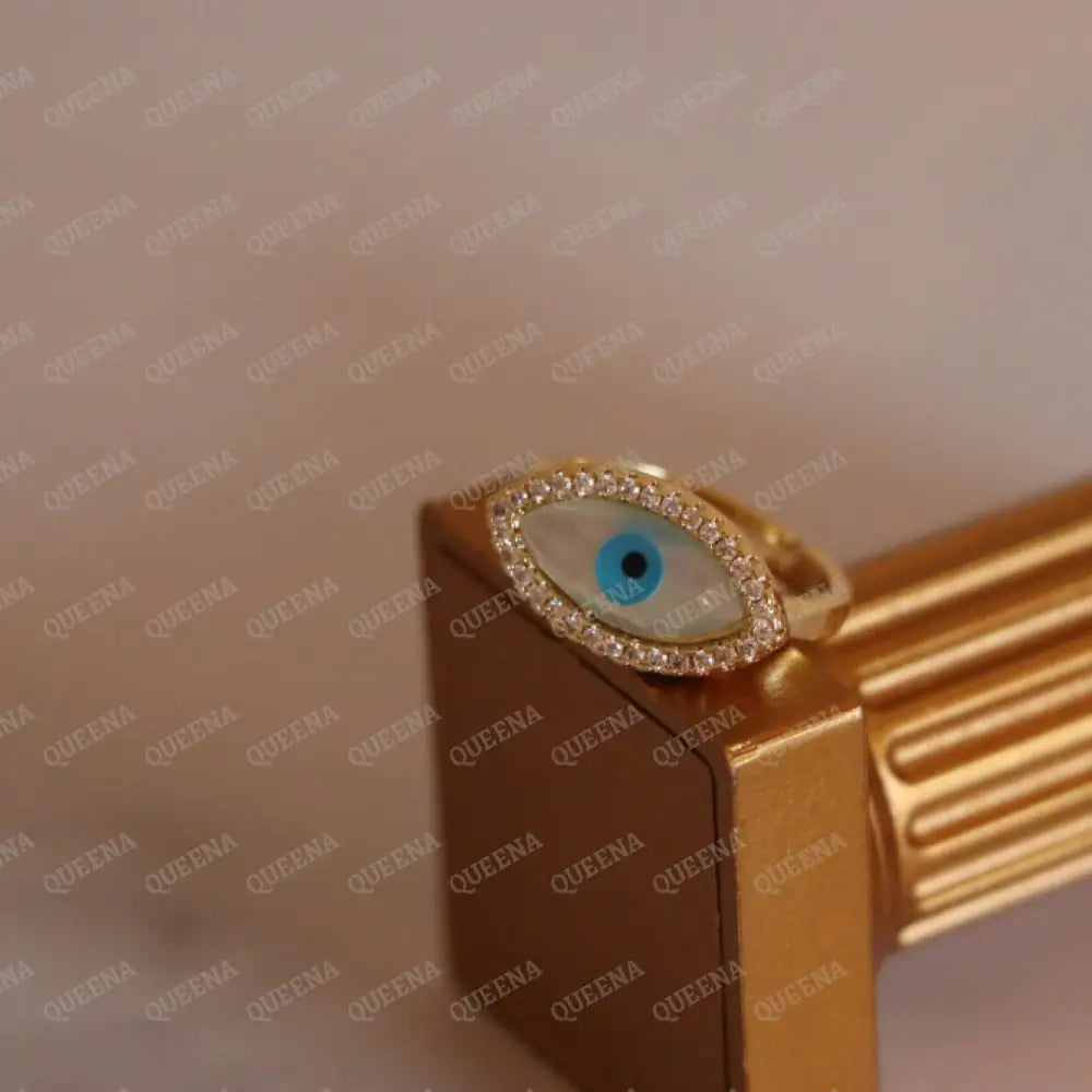 Simple Blue Lucky Evil Eye Zirconia Ring - Adjustable Free Size Rings