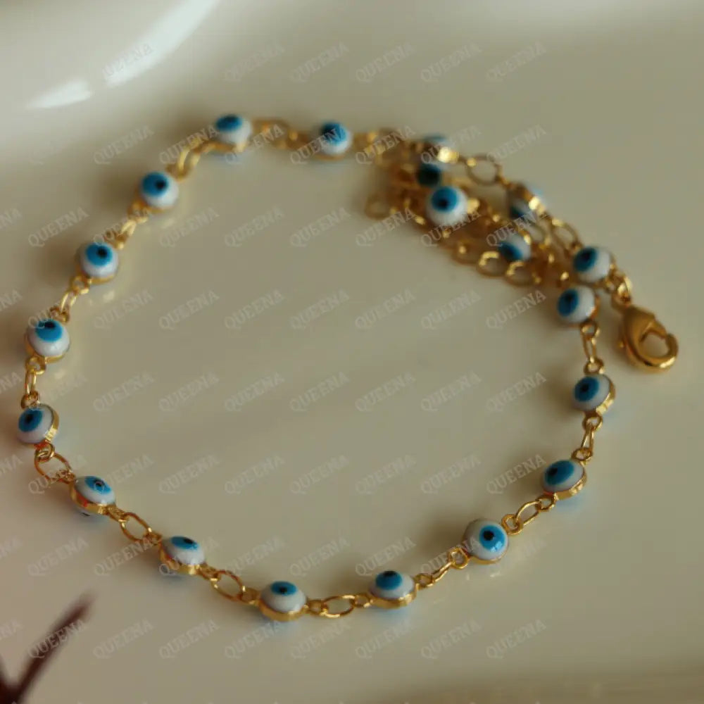 Simple Blue Lucky Evil Eyes Anklet