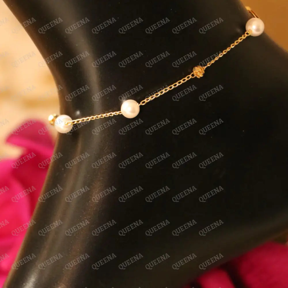 Simple Pearls Beads Anklet - Anklet