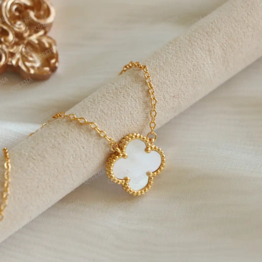 Single White clover Necklace - High Quality Stainless Steel Statement Piece Necklaces