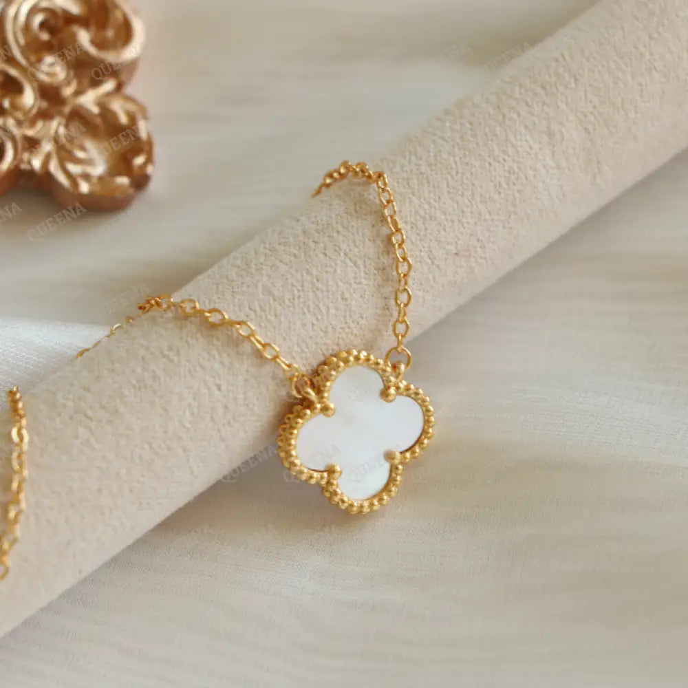 Single White clover Necklace - High Quality Stainless Steel Statement Piece Necklaces