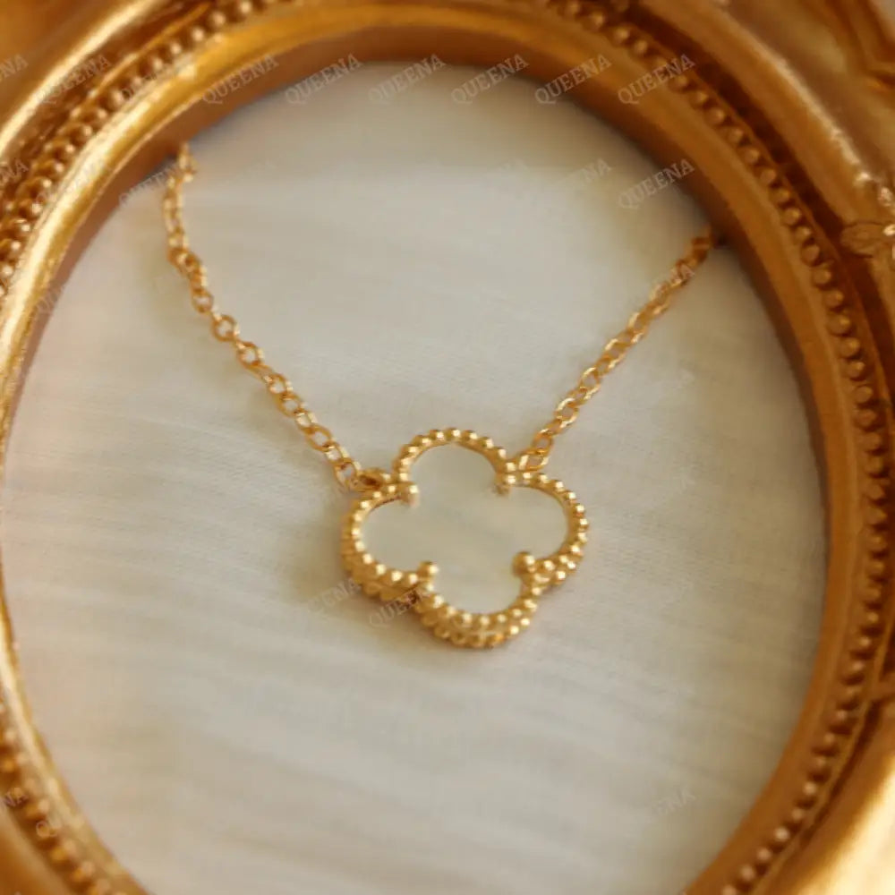 Single White clover Necklace - High Quality Stainless Steel Statement Piece Necklaces