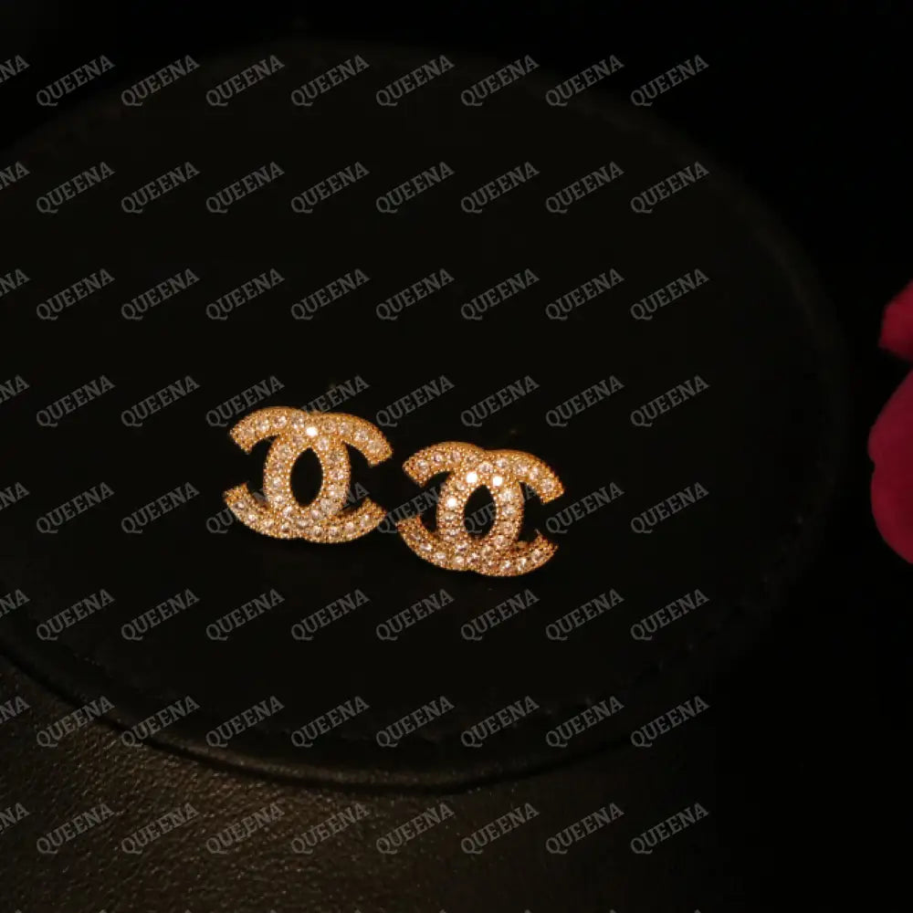 Small CH Stud Earrings Studded with Full Zircons earrings