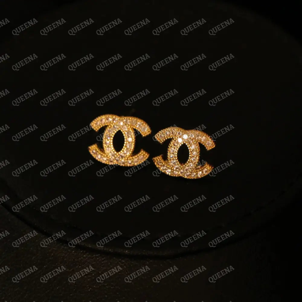 Small CH Stud Earrings Studded with Full Zircons earrings