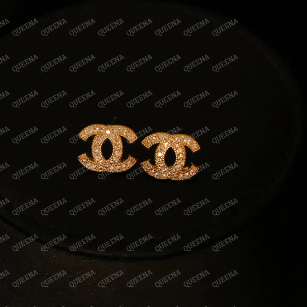 Small CH Stud Earrings Studded with Full Zircons earrings