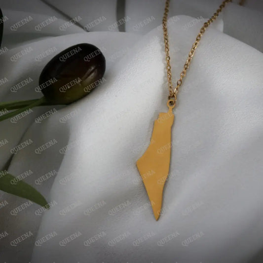 Shiny Gold Palestine Country Map Pendent Necklace Necklaces