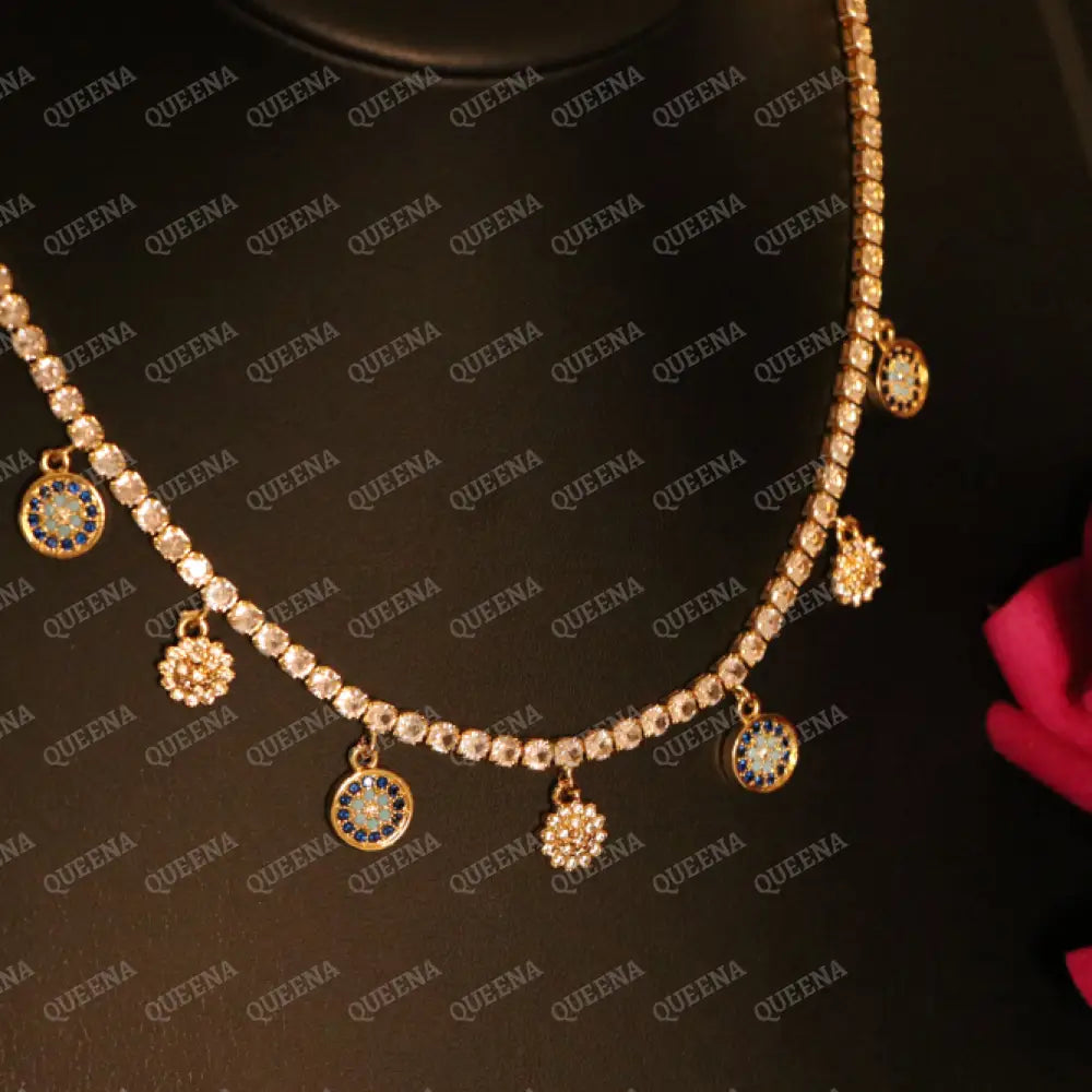 Sparke Evil Eye Charms Zircon Tennis Choker Necklace - Necklaces