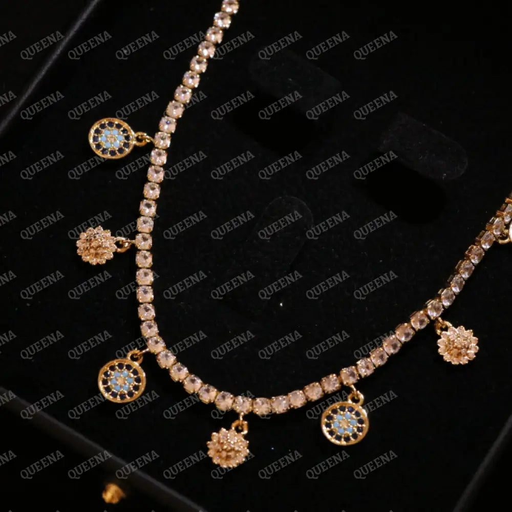 Sparke Evil Eye Charms Zircon Tennis Choker Necklace - Necklaces