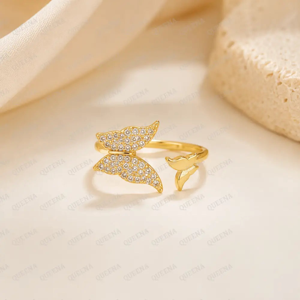 Sparkle Butterfly Ring - Adjustable (Free Size)