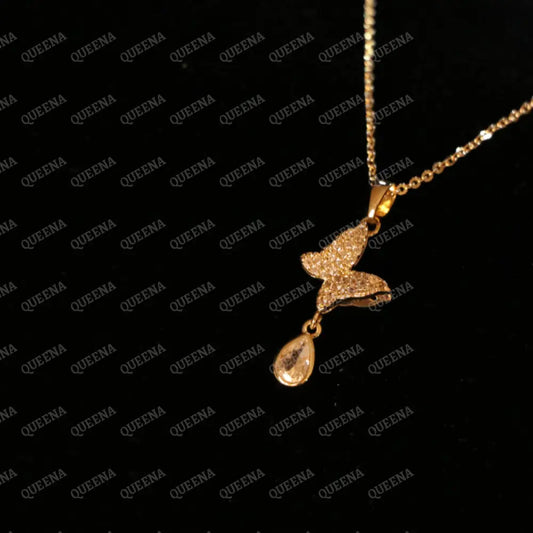Sparkle Dimond Butterfly Necklace - Necklaces