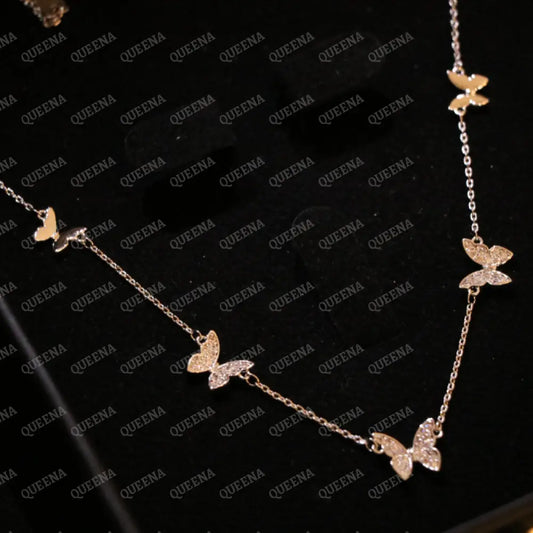 Sparkling Silver Butterfly Choker Necklace - Necklaces