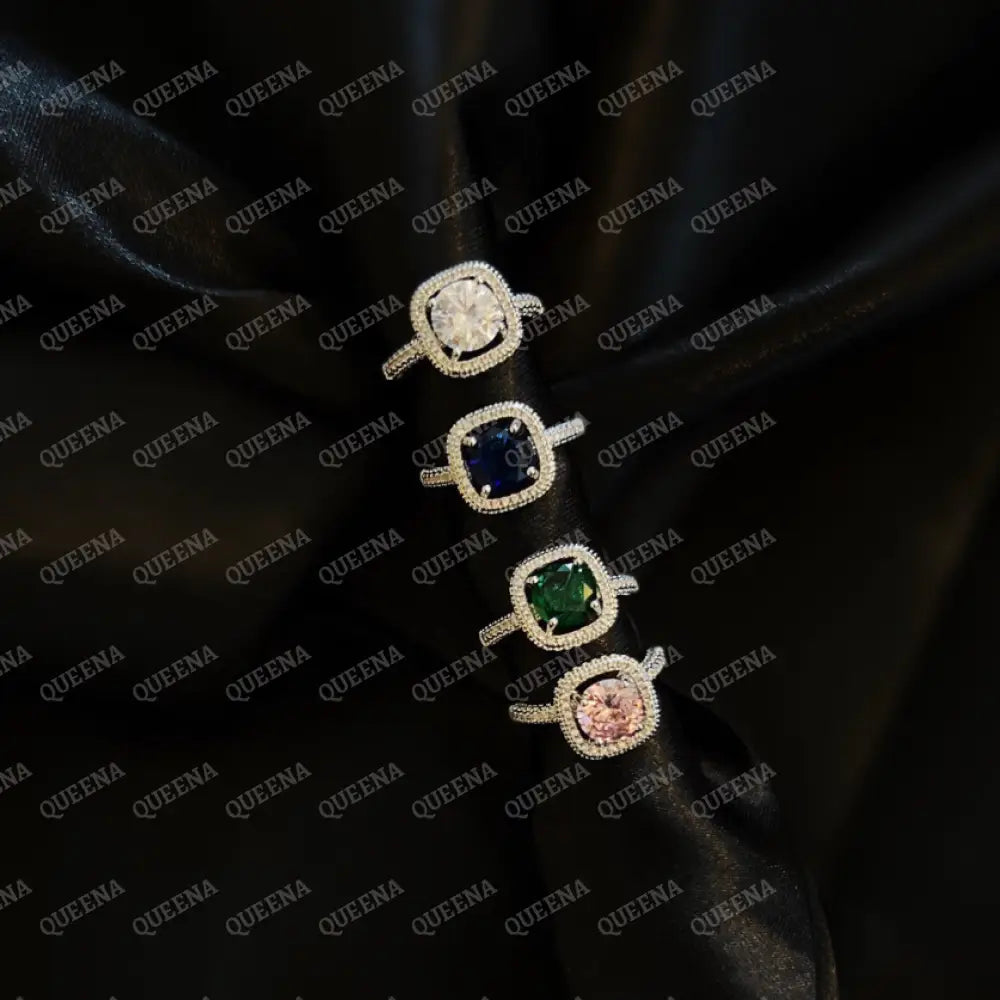 Sparkling Silver Square Cubic Zirconia Free Size Ring - Adjustable Rings