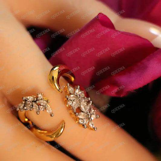 Starlight Elegance Ring Mix of Gold and Silver Crystals - Adjustable (Free Size) Rings