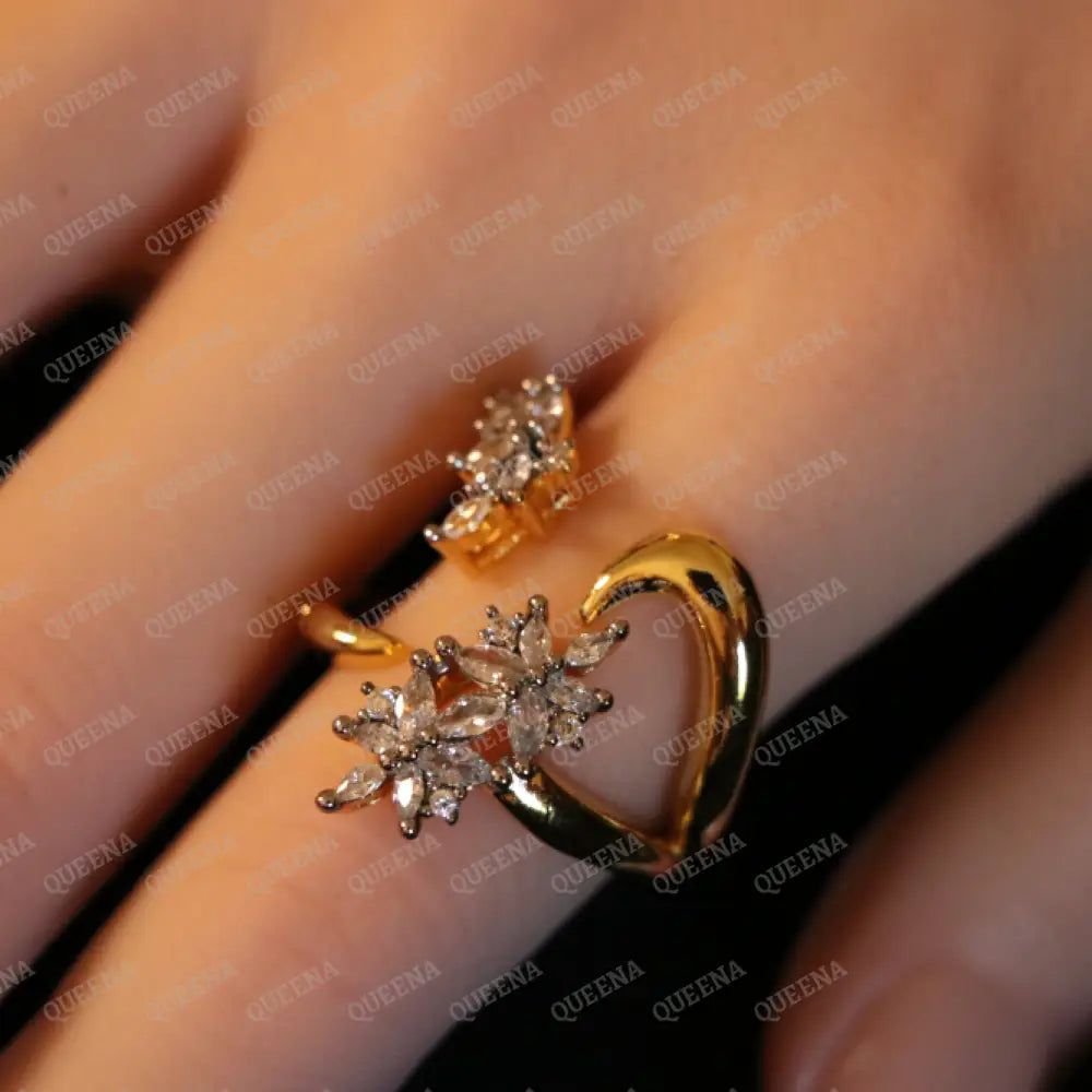 Starlight Elegance Ring Mix of Gold and Silver Crystals - Adjustable (Free Size) Rings