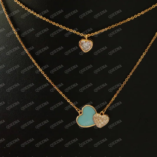 Sweat Hearts Turquoise Blue Double layers Necklace Necklaces