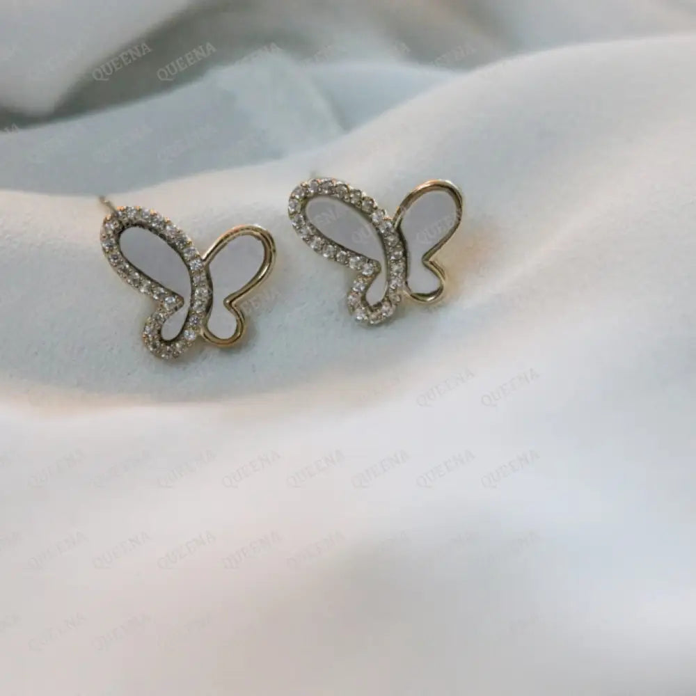 Sweet Butterfly Zirconia Stud Earrings