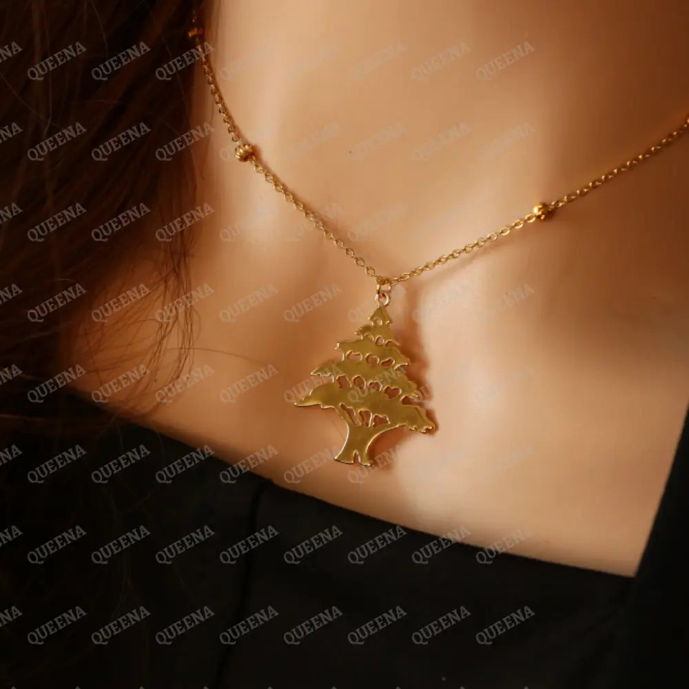 The Cedar of Lebanon Golden Necklace (أرزه لبنان) Necklaces