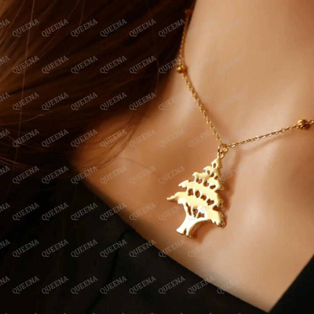 The Cedar of Lebanon Golden Necklace (أرزه لبنان) Necklaces