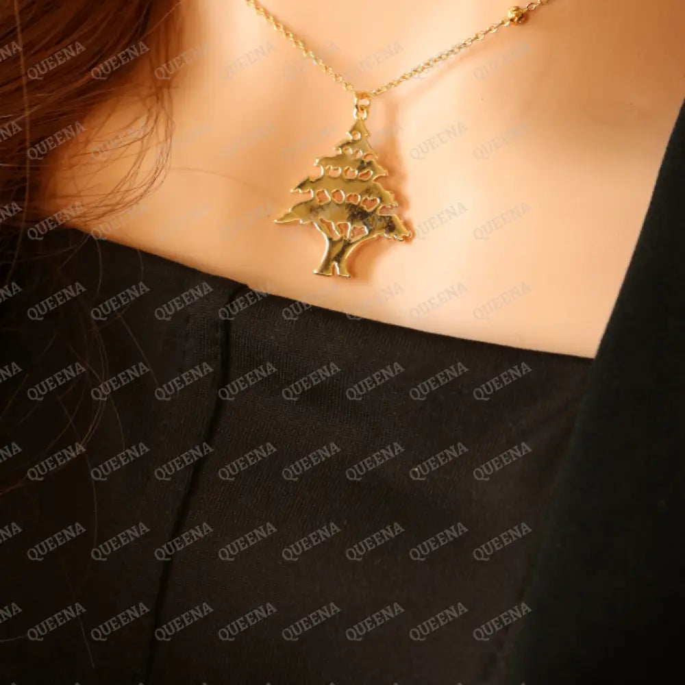 The Cedar of Lebanon Golden Necklace (أرزه لبنان) Necklaces
