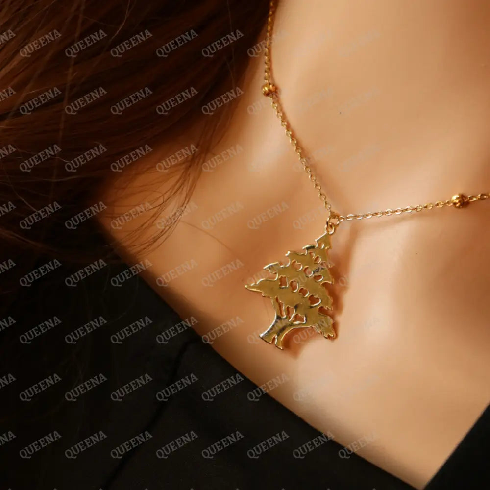 The Cedar of Lebanon Golden Necklace (أرزه لبنان) Necklaces