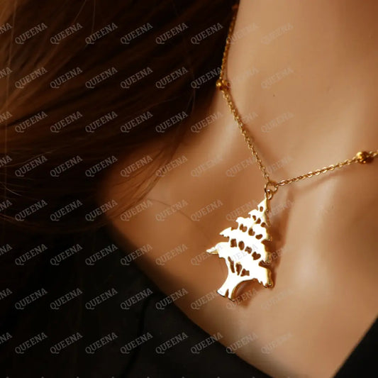 The Cedar of Lebanon Golden Necklace (أرزه لبنان) Necklaces