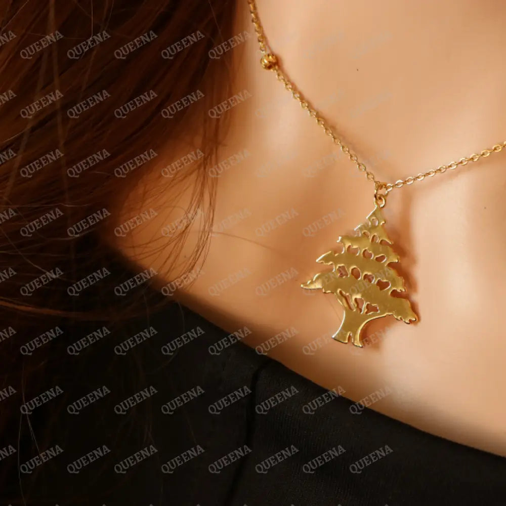 The Cedar of Lebanon Golden Necklace (أرزه لبنان) Necklaces