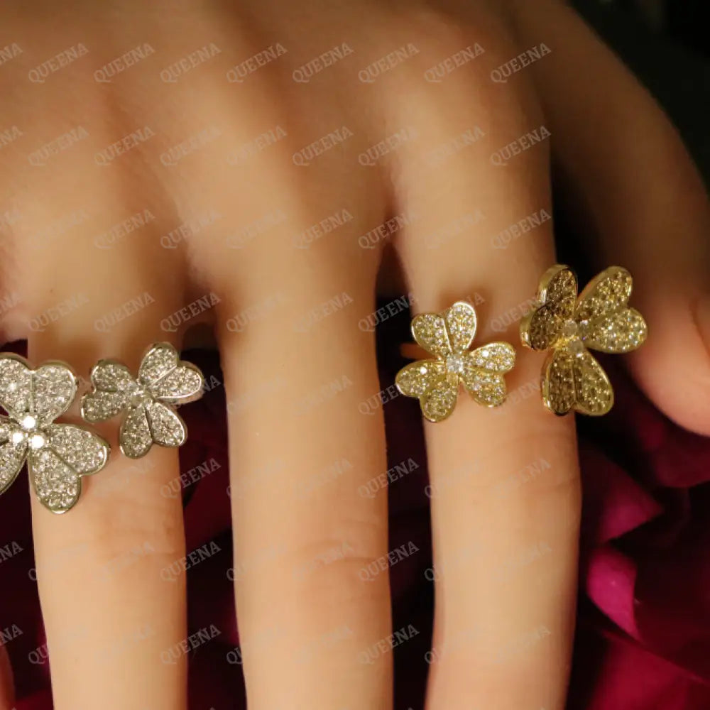 The Royal La Rose Floral Ring Studded with Full Zircon - Adjustable (Free Size) Rings
